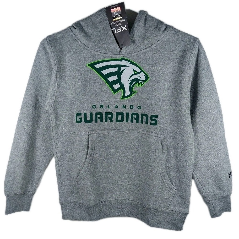 XFL Youth Size L - Orlando Guardians Lockup Logo Grey Hoodie